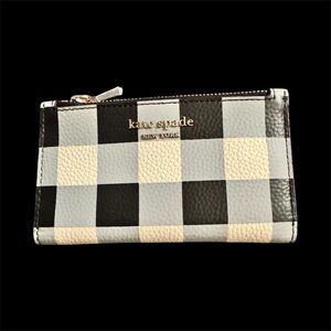Kate Spade Black and Cream Plaid Wallet